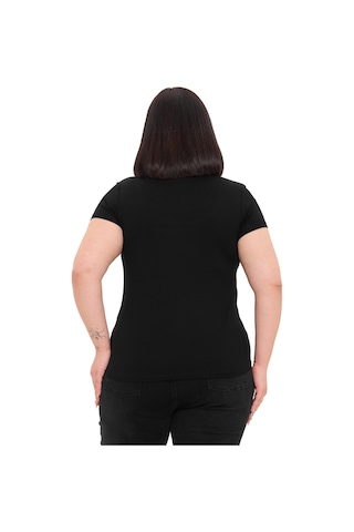 Disentis Büyük Beden U Yaka Kısa Kollu Viskon Siyah Body Siyah