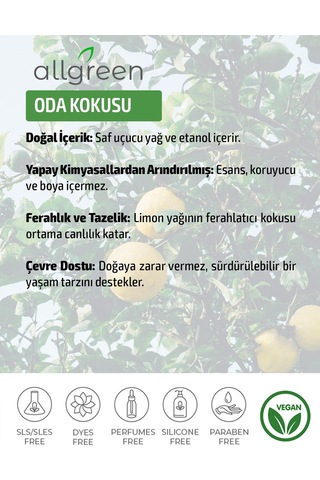 Allgreen Limon Kokulu Oda Kokusu Sprey 500 ML
