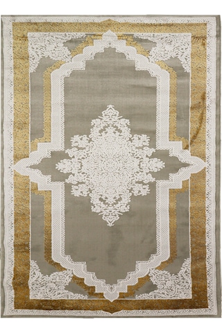 Nostalji Seri Gold Çerçeveli Klasik Motifli Altı Kaymaz Makine Dokuma Halı 13417 Çok Renkli