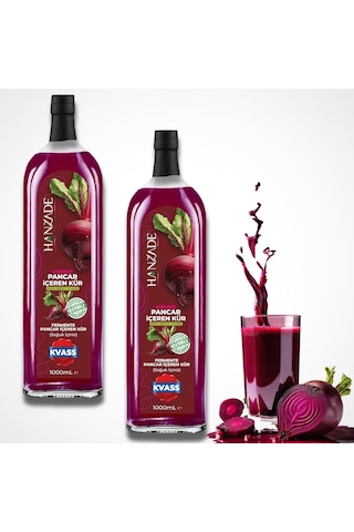 Hanzade Bitkisel Pancar Kvass Fermente Kırmızı Pancar İçeren Kür 1 Litre X 2 Adet Cam Şişe