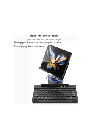 Samsung Galaxy Uyumlu Z Fold 4/5 İçin Moaıto Masa İçin Ayarlanabilir Stand Keyboard Set Black