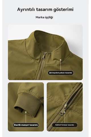 Yingfu Amerikan Tarzı Dik Yakalı Pilot Ceketi Erkekler İçin Sağlam Beyzbol Ceketi Gri Siyah