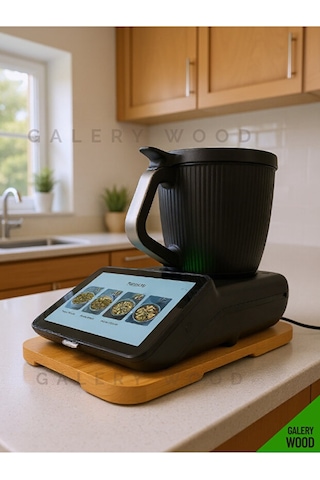Thermomix Tm7 Slider, Ahşap Kaydırıcı, Masif Tezgah Üstü Stand, Özel Tasarım Ahşap Renkli