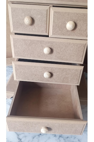 Hobi Adn Takı Kutusu Çok Fonksiyon 7 Çekmece Kutuda Sevk Mdf El Yapım Kahverengi