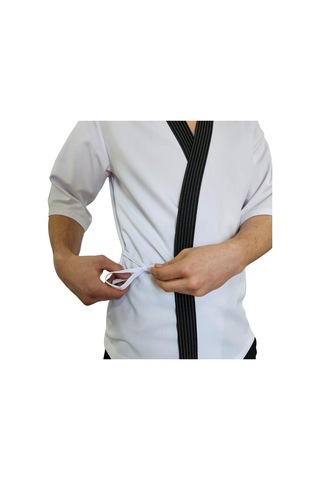 Formteks Sushi Şef Kimono Ceketi Beyaz Çizgili Kırmızı