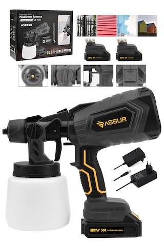 Assur ASR828 21V Çift Akü 300 MM Sprey Püskürtme Siyah