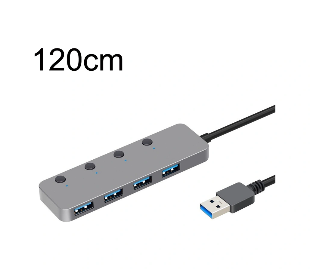 Sones Hs0059 Bağımsız Anahtar Usb 3.0 4 Portlu Uzatma Tipi C / Usb-c Alüminyum Alaşımlı Hub, Kablo Uzunluğu: 120 Cm