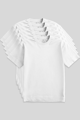 Tommy Life Basic O Yaka Büyük Beden 5li Paket Beyaz Erkek T-shirt 88072