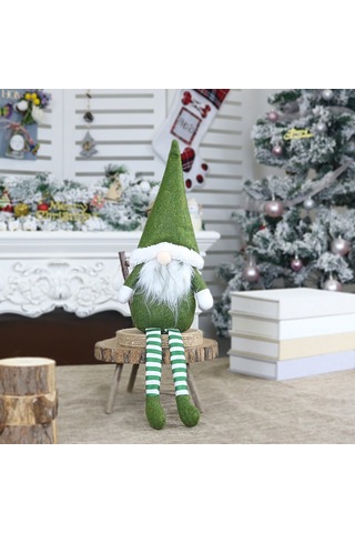 Xiyyadms Kırmızı Uzun Bacaklı Parçalı Yüzsüz Bebek Noel Figürü - Pencere Süsü Ve Ev Dekorasyon Aracı