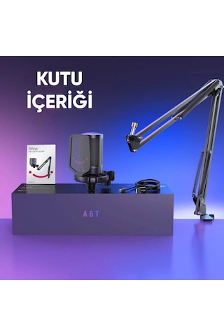 Fifine Ampligame A6tb Rgb Yayinci Usb Pembe Mikrofon Seti