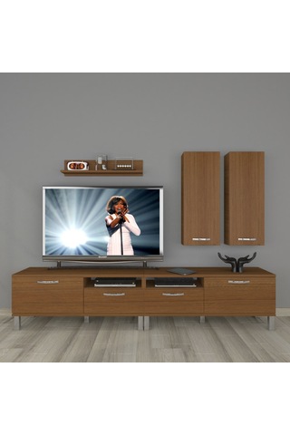 Decoraktiv Eko 5220d Slm Krom Ayaklı Tv Ünitesi Tv Sehpası Ceviz