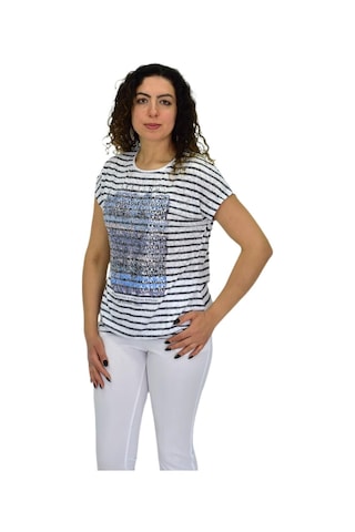 Kadın Kısa Kol Baskılı Bluz Bgl-st04696 Beyaz