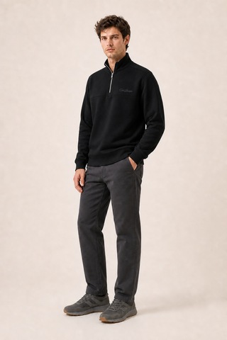 Redline Krivs Bisiklet Yaka Regular Fit Kışlık Sweatshirt Siyah