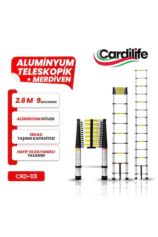 Teleskopik Alüminyum Merdiven 2.6 Mt 9 Basamaklı 1 Adet