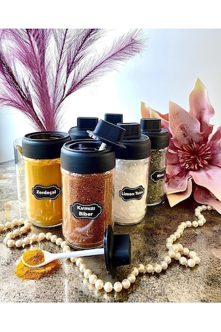 Kendinden Kaşıklı Baharatlık 6 Adet ŞEffaf
