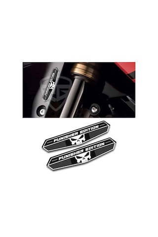 3D Gümüş Motosiklet Çıkartma Etiket Sticker Punisher Edition