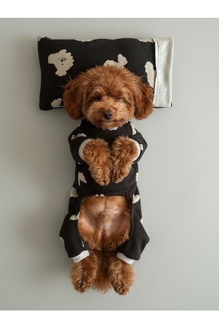 Doggy Köpek Uyku Takımı Pamuklu Penye Köpek Tulumu Ve Mini Yastık Küçük Irklar İçin Tüy Dökülmesini Siyah 2XL