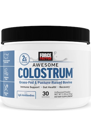 Force Factor Awesome Bovine Gut İmmune Colostrum Powder Pasture Raised Grass Fed 30 Servings