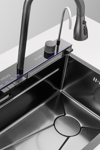 Vievo Icon 75 Cm Akıllı Çelik Eviye Seti, Led Dijital Sıcaklık Göstergeli, Bal Peteği Kaplamalı, Çift Küvetli