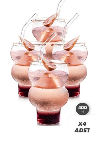 Mis Kitchen 4 Adet Pipetli Panara Bardak Seti - Cam Pipetli