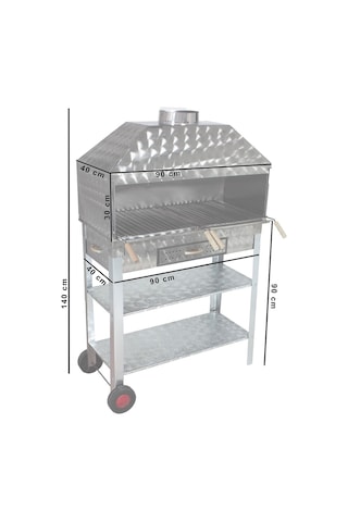 Metehan MTH-209 Geniş Aile Boy - Davlumbazlı - Lama Izgaralı - İki Tekerlekli Mangal