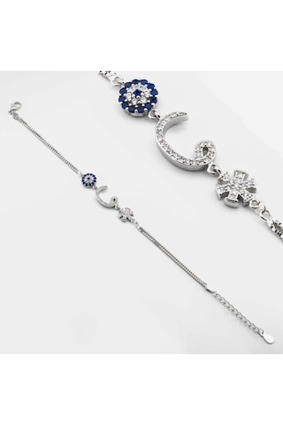 925 Ayar Gümüş Nazar Kar Tanesi Vavlı Kadın  Bileklik