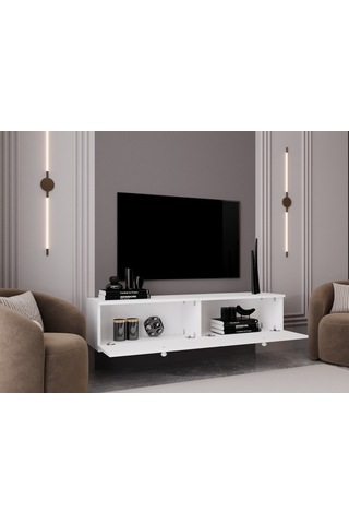 Melura Tv Ünitesi - Tv Sehpası 140 Cm Duvara Monte %100 Mdf Beyaz