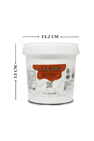 Laçoko Kova Şekersiz Katkısız Glutensiz Vegan Doğal Çifte Kavrulmuş Yer Fıstığı Ezmesi 1 KG