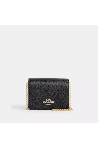 Coach Mini Wallet On A Chain Zincir Askılı Kadın Çanta Siyah