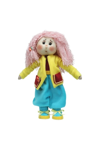 E38 El İşçiliği Pembe Saçlı Kız Dekor Bebek 32 Cm - 6235