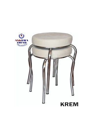 Tabure (Krom Ayaklı) (2 Adet) - Mutfak Balkon Taburesi