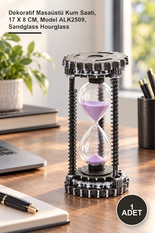 1 Adet Tasarım Kumsaati Dekoratif Masaüstü Kum Saati, 17 X 8 Cm, Model Alk2509, Sandglass Hourglass