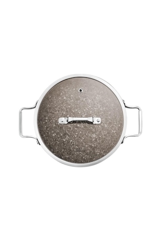 Brioni Stone Age Çizilmez Yanmaz Yapışmaz Terra 22 Cm Sahan Kapaklı Kahverengi