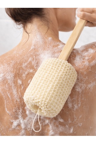 Beylini Sisal Ahşap Saplı Sırt Lifi Banyo Sırt Kese Fırçası Vücut Peeling Ölü Deri Temizleme Çubuğu 26cm Sap