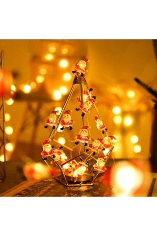 Shineyee Noel Geriş Santa Figürlü 3 Metre 30 Led Işık Zinciri - Sürekli Açık Ve Parıltı Modu - Pil Beslemeli Pil Dahil Değil