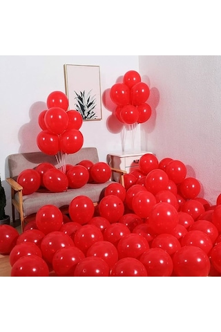 25 Pcs Shıny Metallıc Red Balloon 25 Adet Parlak Metalik Kırmızı Balon Parlak Kırmızı Balon Renkli