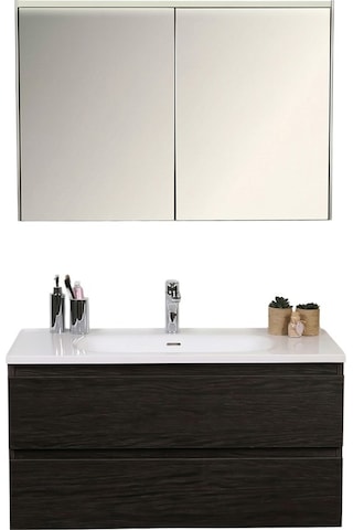 Kobos Lignum 100 Cm Banyo Dolabı Seti Watson Siyah