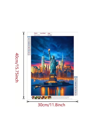 Elmas Boyama Seti - Akrilik Taşlar, New York Özgürlük Heykeli Temalı 30x40 Cm Dıy