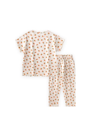 Cigit Desenli Pijama Takımı 1-8 Yaş Portakal Desen Turuncu