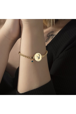 Ata Yarımlı Gözlü Altın Bileklik Güverse Zincir
