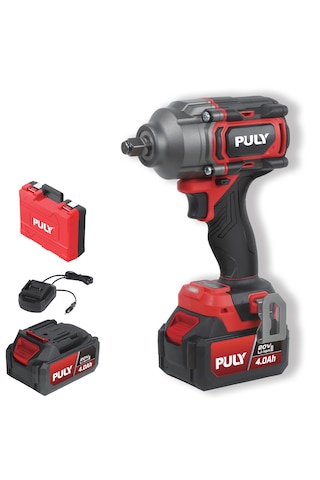 Puly Professional BLMI-360 20V 600NM Kömürsüz Akülü Somun Sıkma 900NM Sökme Torku 2x4.0AH Akü Şarj Cihazı ve Pulybox Çanta