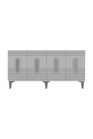 150dhdk8bg Luna Lazer Pleksi Desen Konsol Ve Tv Sehpası, Ünitesi Beyaz-gümüş