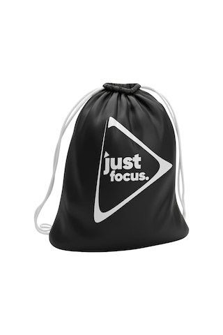 Just Nutrition Just İpli Bez Spor Çantası Siyah Büzgülü Sırt Çantası Beyaz Askılı Baskılı Spor Çantası