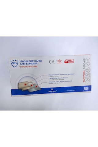 3 Katlı Beyaz Maske Cerrahi Yetişkin 10 Kutu 500 Adet