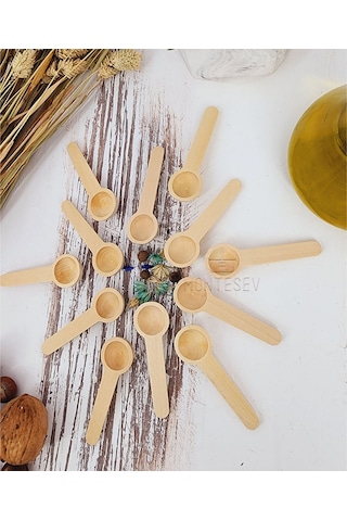Ahşap Tahta Baharat Şeker Kahve Reçel Kaşığı 12 Li K.