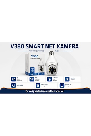 Blue Inter Ampul Tipi Wifi Güvenlik Kamerası E27 Duylu Döner Başlıklı Akıllı Kamera Uzaktan Canlı İzleme Telefon Kontrollü Gece Görüşlü