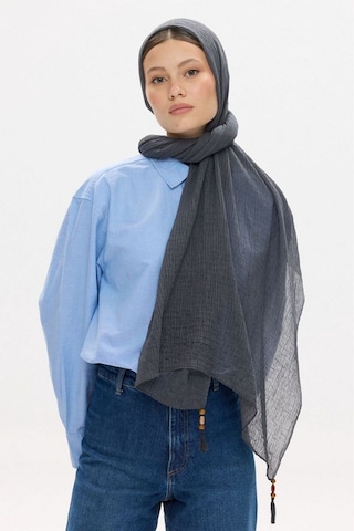 Fenza Scarf Freya Müslin Püsküllü Bürümcük Pamuklu Şal Füme