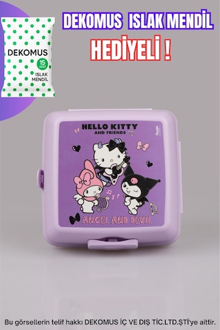 "dekomus Islak Mendil Hediyeli"lisanslı Hello Kıtty & Best Frıends Kuromı,my Melody 2 Katlı Beslenme Kabı/lunch Box Ahşap