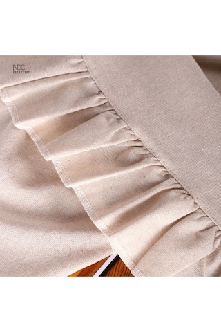Dnc Home Tekstil Ndchome Fırfırlı Bej Keten Runner Masa Örtüsü Bej
