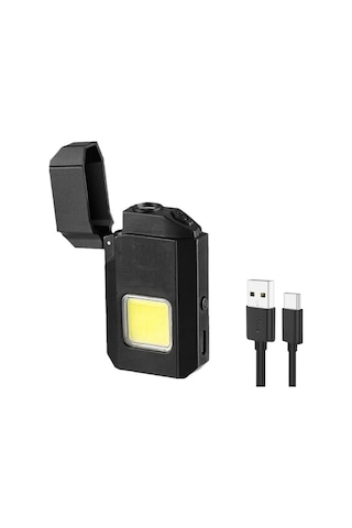 Gazsız Rezistanslı Elektrikli Usb Şarjlı Çakmak Mini Cob El Fenerli 2 In 1 Mini Projektörlü Çakmak